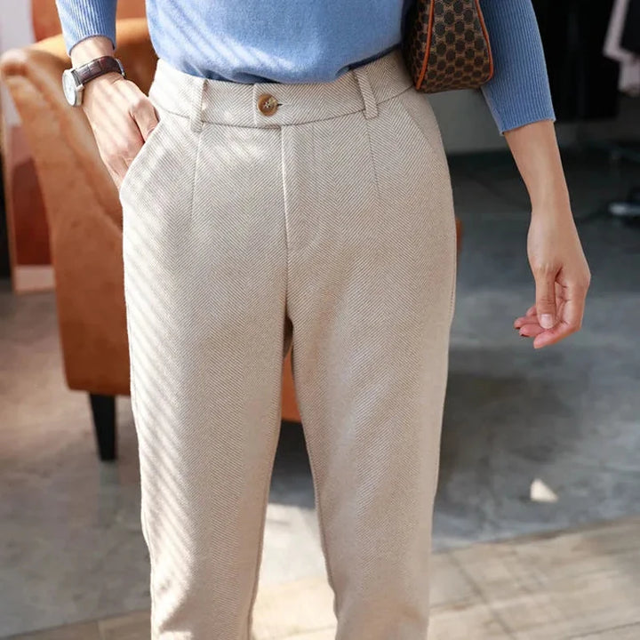 Women’s Woolen Pants - High-Waisted Harem Style for Autumn/Winter