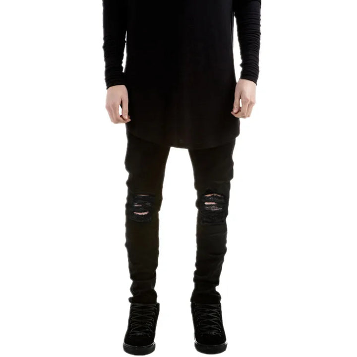 Black Ripped Skinny Jeans Hip Hop