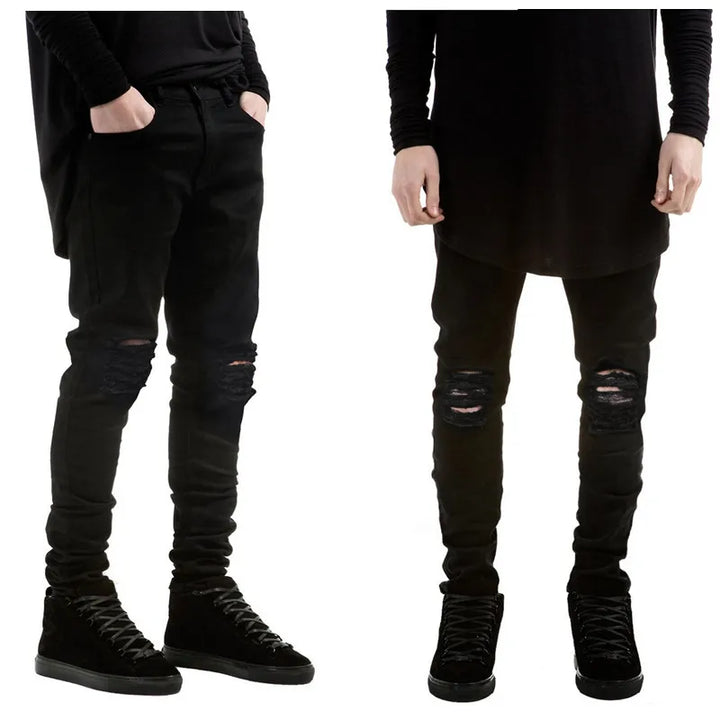 Black Ripped Skinny Jeans Hip Hop