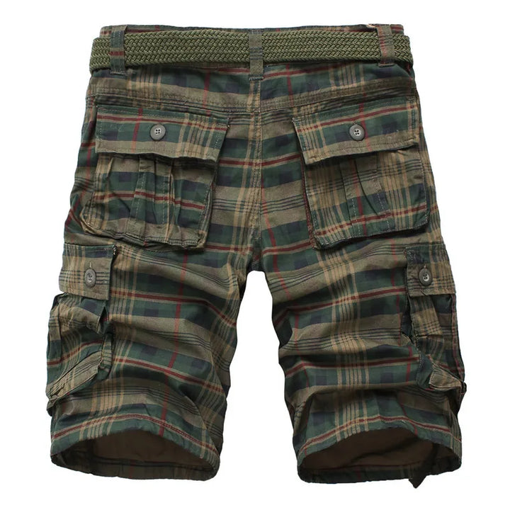 Men's Fashion Plaid Beach Shorts: Casual Military-Inspired Design