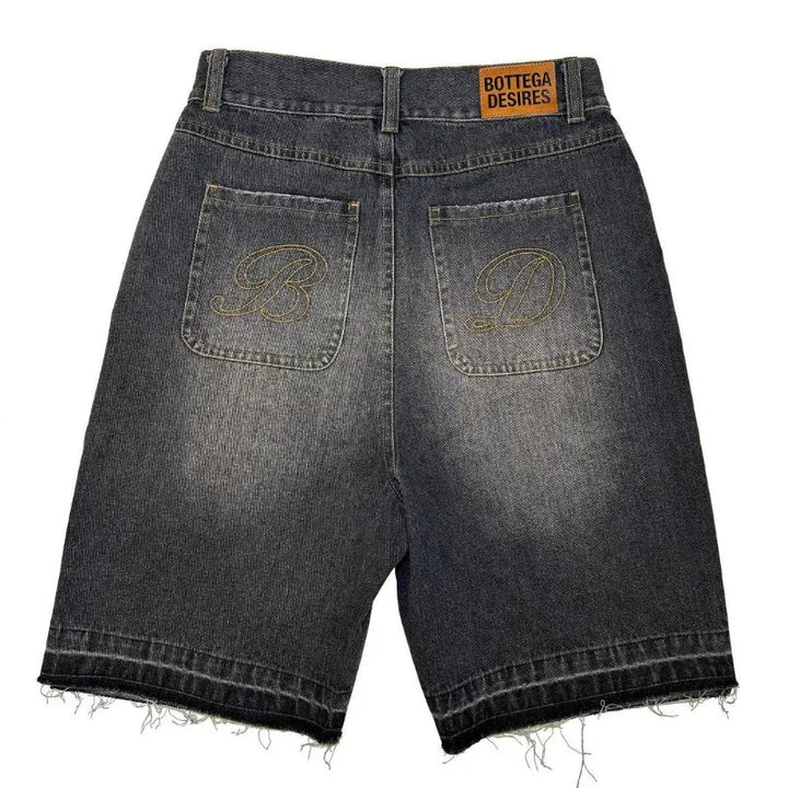 Men's Retro Denim Shorts: Oversized Y2K Style with Letter Embroidery