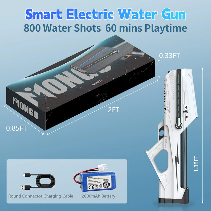 Electric Water Blaster Toy Gun - Auto Refill, Powerful Water Squirt with LED Light