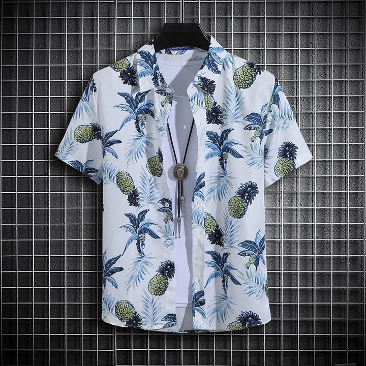 Men's Summer Beach Shirt: Short Sleeve Printed Polo for Casual Wear