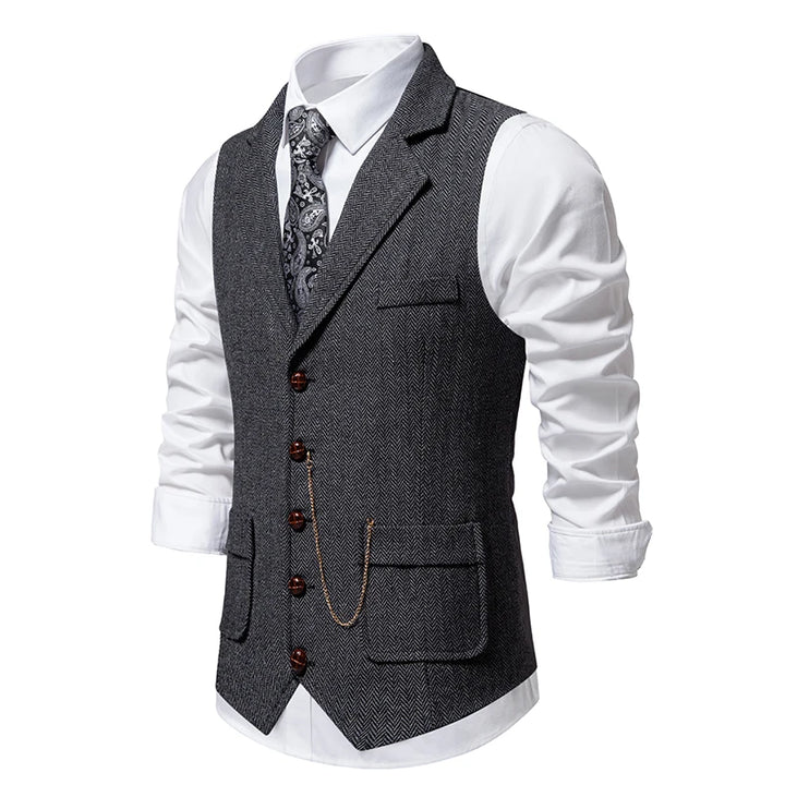 Men's Retro Lapel Chain Vest - Tommy Shelby Style