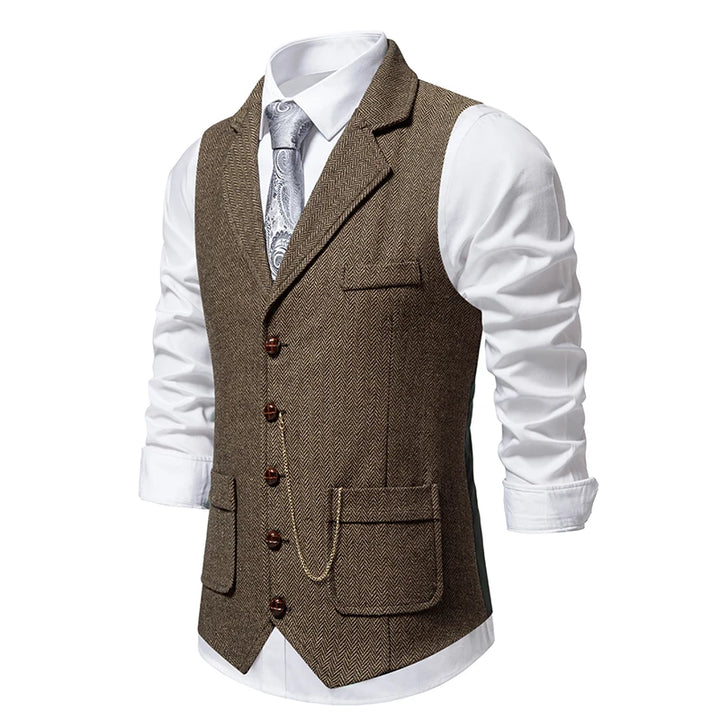 Men's Retro Lapel Chain Vest - Tommy Shelby Style