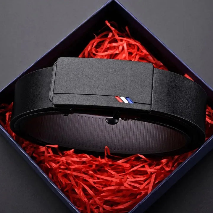 Men's Business Belt: Genuine Luxury Brand with Automatic Buckle