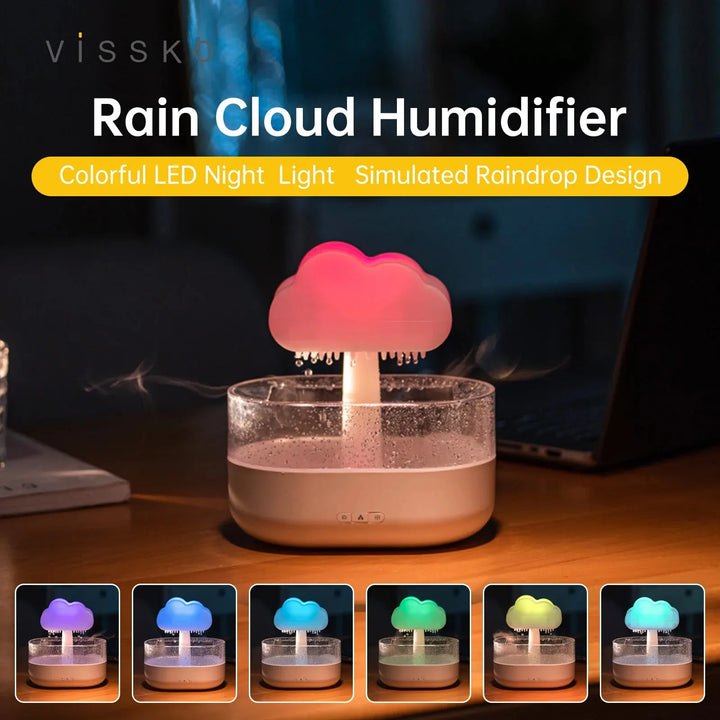 Rain Cloud Humidifier: 200ML Aroma Diffuser with Colorful Night Light