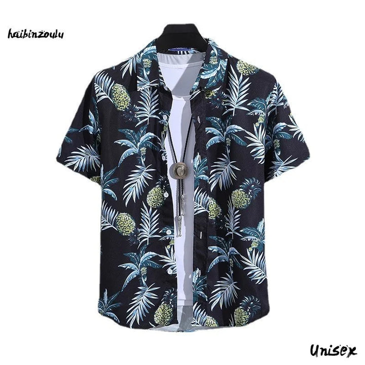 Men's Summer Beach Shirt: Short Sleeve Printed Polo for Casual Wear